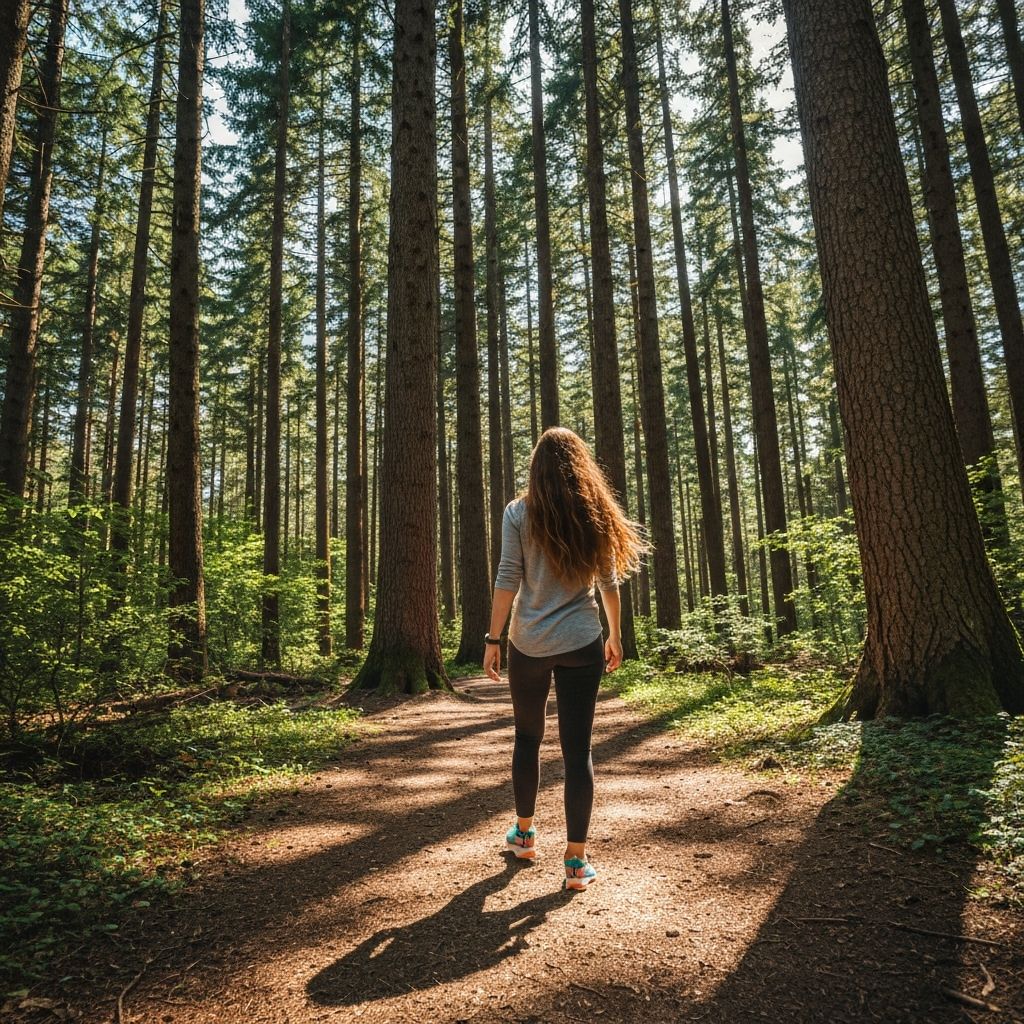 Orang berjalan di alam terbuka